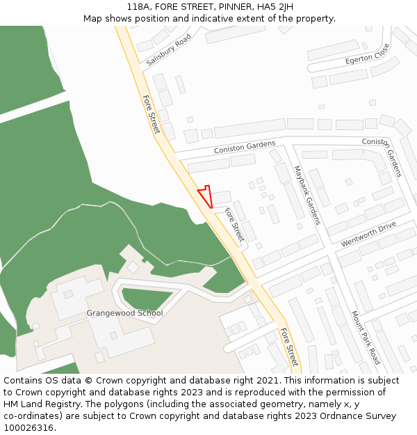 118A, FORE STREET, PINNER, HA5 2JH: Location map and indicative extent of plot
