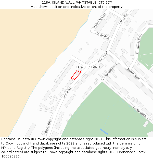 118A, ISLAND WALL, WHITSTABLE, CT5 1DY: Location map and indicative extent of plot