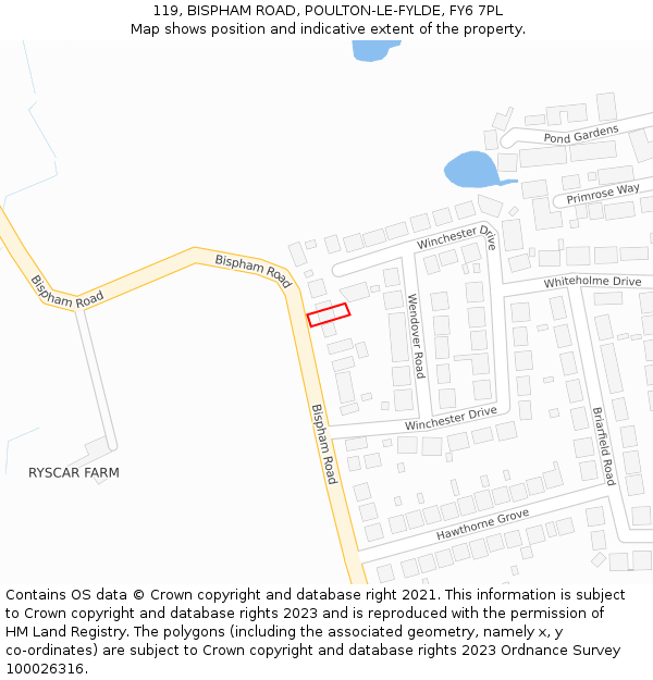 119, BISPHAM ROAD, POULTON-LE-FYLDE, FY6 7PL: Location map and indicative extent of plot