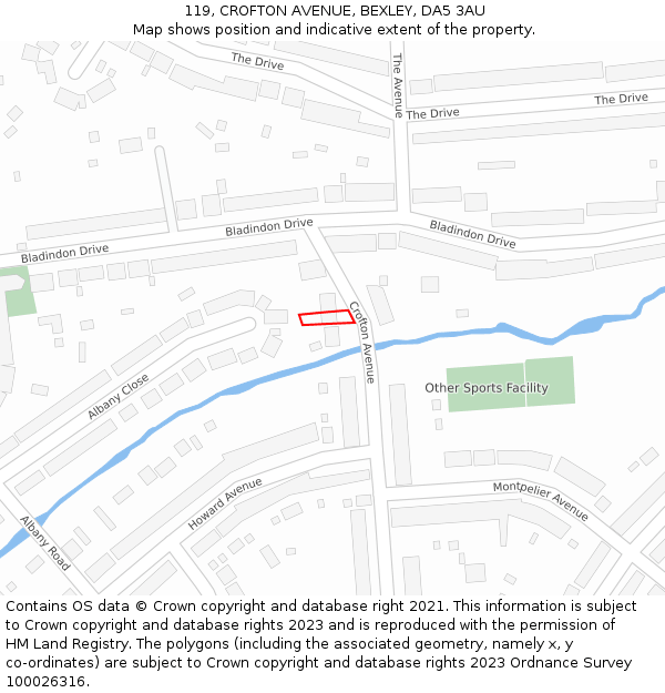 119, CROFTON AVENUE, BEXLEY, DA5 3AU: Location map and indicative extent of plot