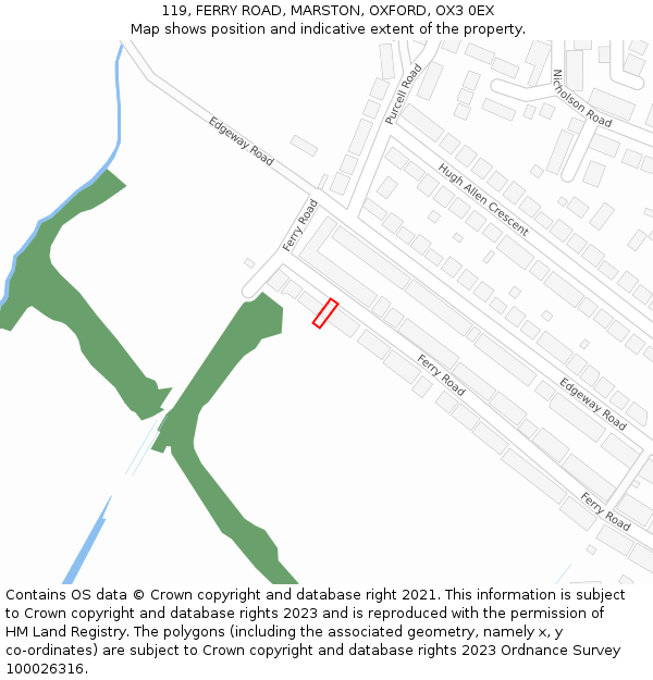 119, FERRY ROAD, MARSTON, OXFORD, OX3 0EX: Location map and indicative extent of plot