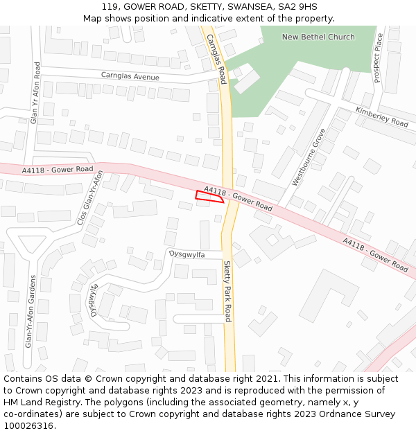 119, GOWER ROAD, SKETTY, SWANSEA, SA2 9HS: Location map and indicative extent of plot