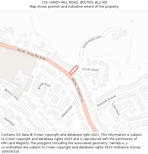 119, HARDY MILL ROAD, BOLTON, BL2 4EF: Location map and indicative extent of plot