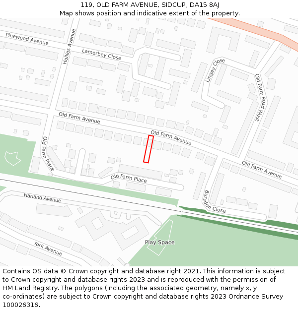 119, OLD FARM AVENUE, SIDCUP, DA15 8AJ: Location map and indicative extent of plot