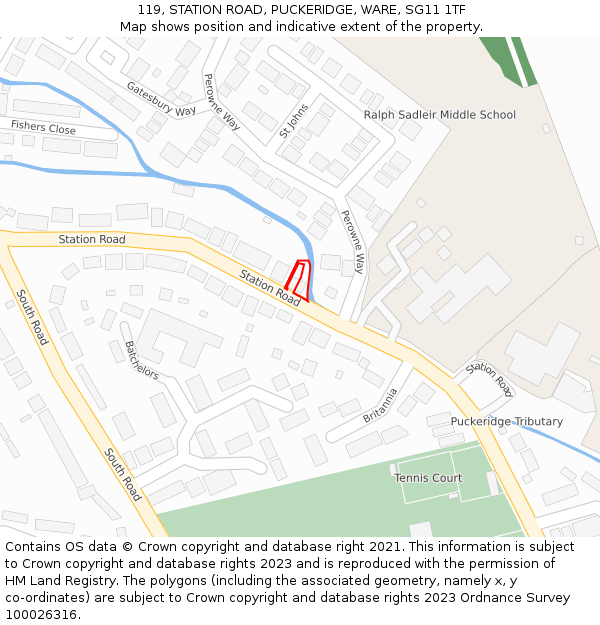 119, STATION ROAD, PUCKERIDGE, WARE, SG11 1TF: Location map and indicative extent of plot
