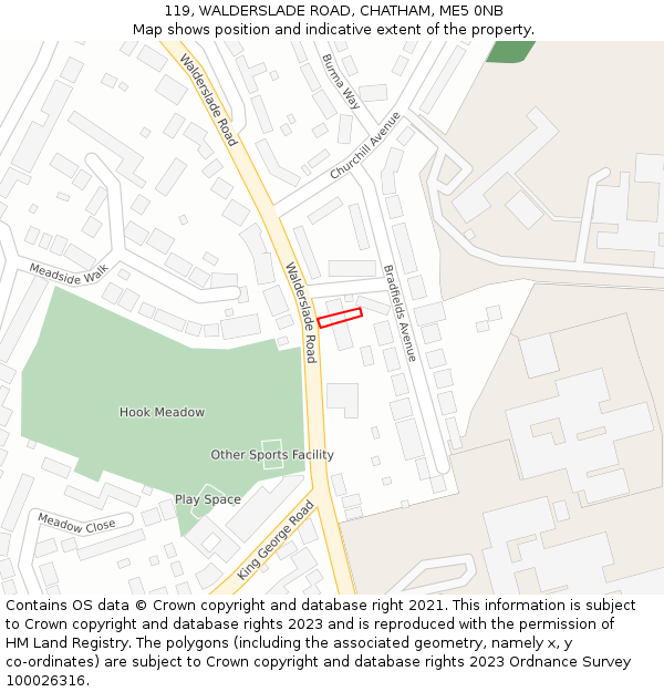 119, WALDERSLADE ROAD, CHATHAM, ME5 0NB: Location map and indicative extent of plot