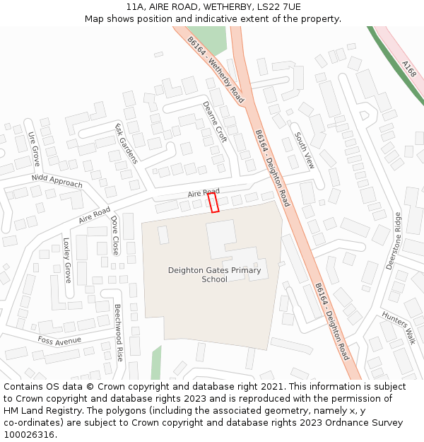 11A, AIRE ROAD, WETHERBY, LS22 7UE: Location map and indicative extent of plot