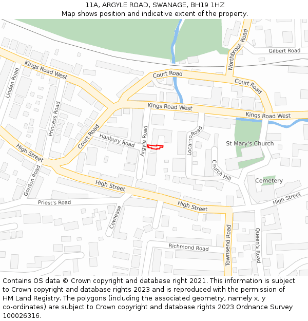 11A, ARGYLE ROAD, SWANAGE, BH19 1HZ: Location map and indicative extent of plot