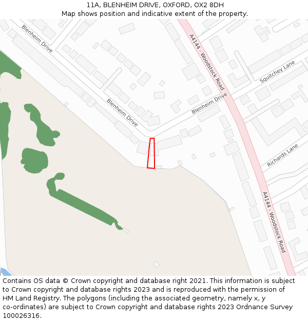 11A, BLENHEIM DRIVE, OXFORD, OX2 8DH: Location map and indicative extent of plot