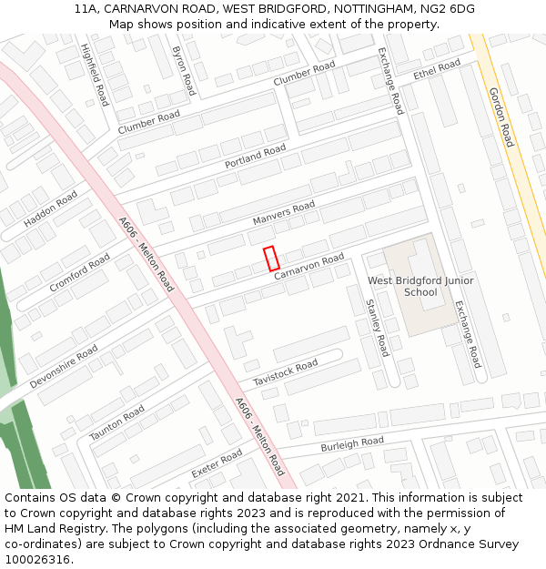 11A, CARNARVON ROAD, WEST BRIDGFORD, NOTTINGHAM, NG2 6DG: Location map and indicative extent of plot