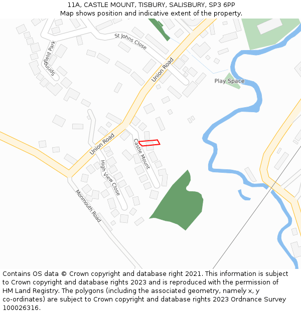 11A, CASTLE MOUNT, TISBURY, SALISBURY, SP3 6PP: Location map and indicative extent of plot