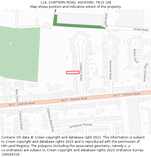 11A, CHATTERN ROAD, ASHFORD, TW15 1AE: Location map and indicative extent of plot