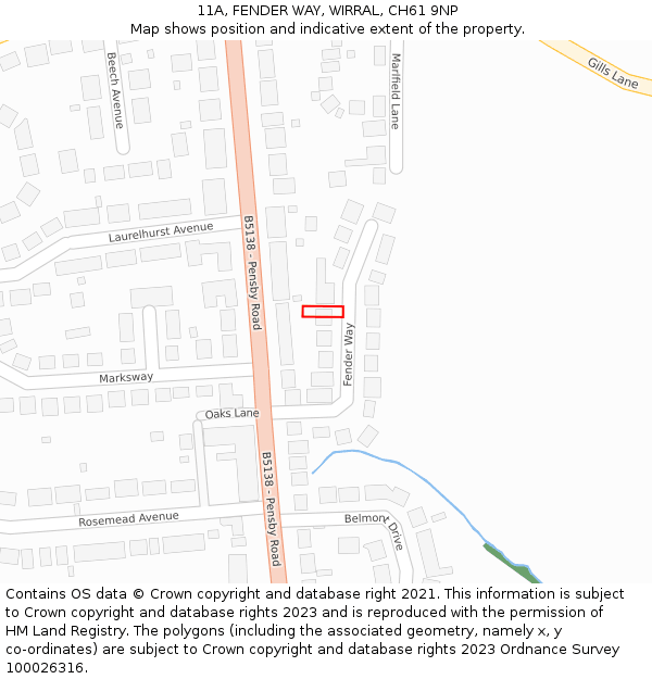 11A, FENDER WAY, WIRRAL, CH61 9NP: Location map and indicative extent of plot