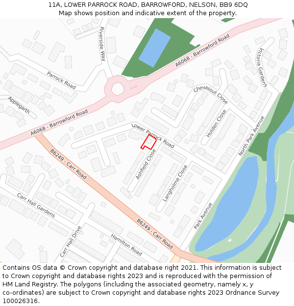 11A, LOWER PARROCK ROAD, BARROWFORD, NELSON, BB9 6DQ: Location map and indicative extent of plot