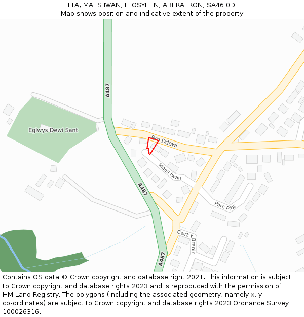 11A, MAES IWAN, FFOSYFFIN, ABERAERON, SA46 0DE: Location map and indicative extent of plot