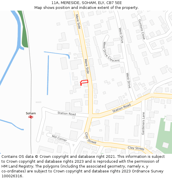 11A, MERESIDE, SOHAM, ELY, CB7 5EE: Location map and indicative extent of plot