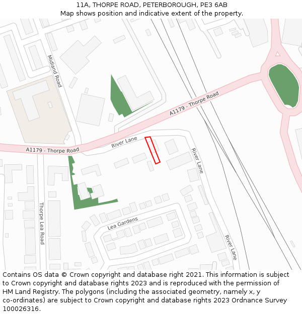 11A, THORPE ROAD, PETERBOROUGH, PE3 6AB: Location map and indicative extent of plot