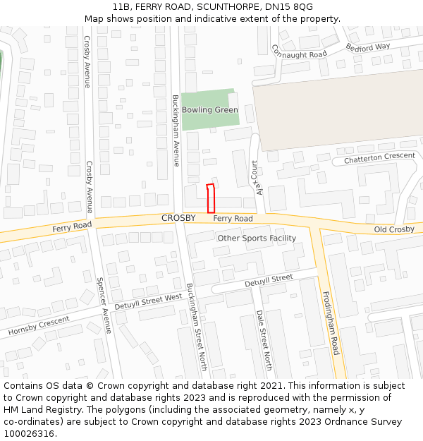 11B, FERRY ROAD, SCUNTHORPE, DN15 8QG: Location map and indicative extent of plot