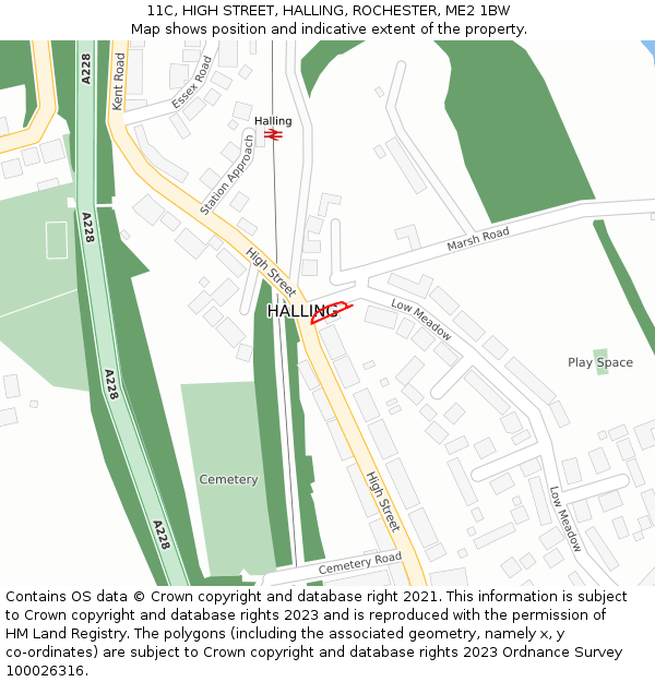 11C, HIGH STREET, HALLING, ROCHESTER, ME2 1BW: Location map and indicative extent of plot