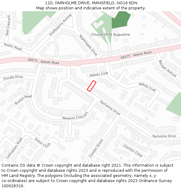 11D, FAIRHOLME DRIVE, MANSFIELD, NG19 6DN: Location map and indicative extent of plot