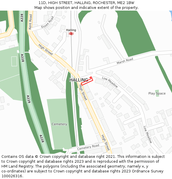 11D, HIGH STREET, HALLING, ROCHESTER, ME2 1BW: Location map and indicative extent of plot