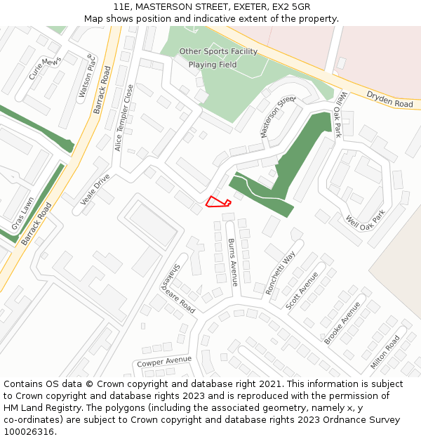 11E, MASTERSON STREET, EXETER, EX2 5GR: Location map and indicative extent of plot