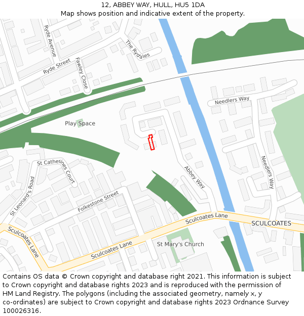 12, ABBEY WAY, HULL, HU5 1DA: Location map and indicative extent of plot