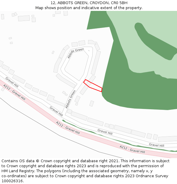 12, ABBOTS GREEN, CROYDON, CR0 5BH: Location map and indicative extent of plot