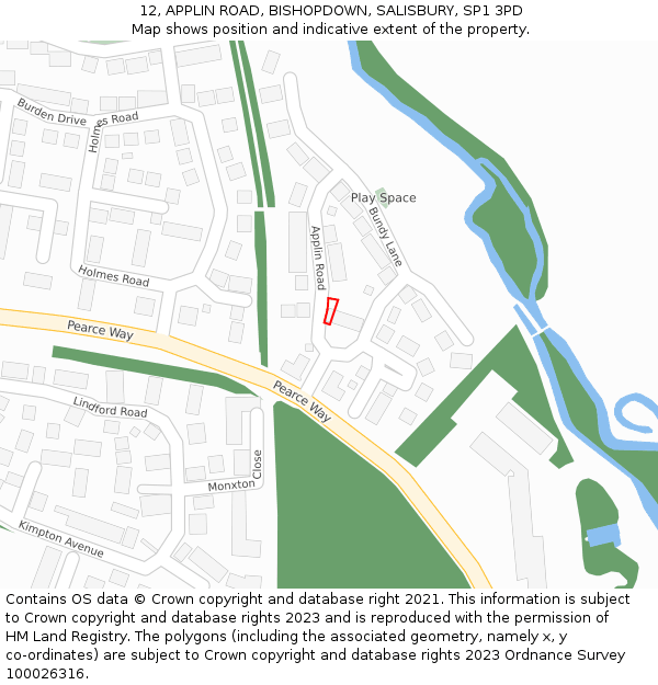 12, APPLIN ROAD, BISHOPDOWN, SALISBURY, SP1 3PD: Location map and indicative extent of plot