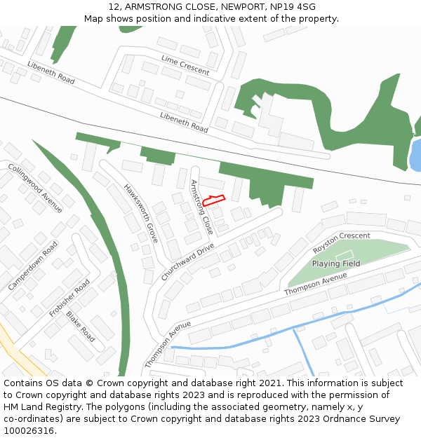 12, ARMSTRONG CLOSE, NEWPORT, NP19 4SG: Location map and indicative extent of plot