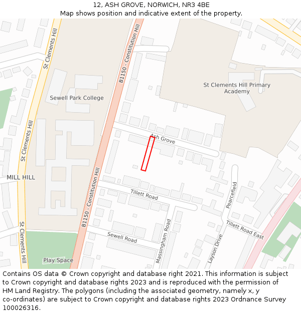 12, ASH GROVE, NORWICH, NR3 4BE: Location map and indicative extent of plot