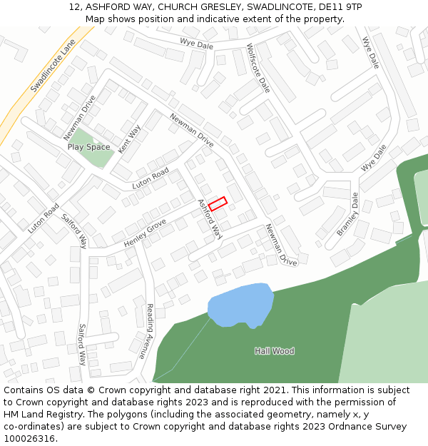 12, ASHFORD WAY, CHURCH GRESLEY, SWADLINCOTE, DE11 9TP: Location map and indicative extent of plot