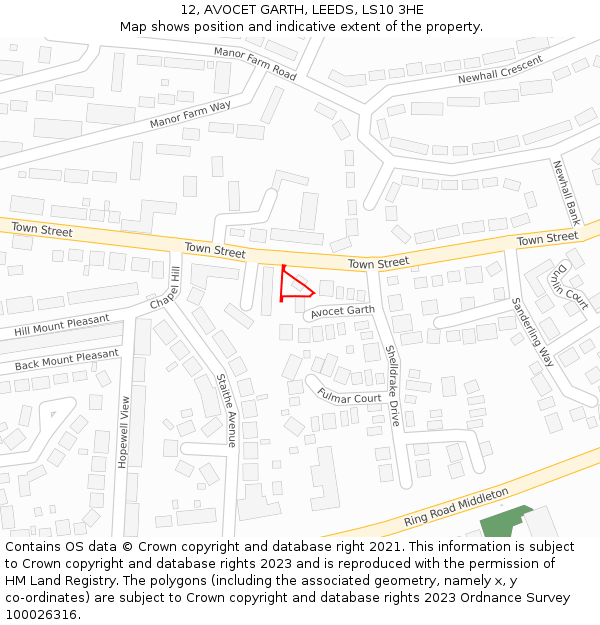 12, AVOCET GARTH, LEEDS, LS10 3HE: Location map and indicative extent of plot