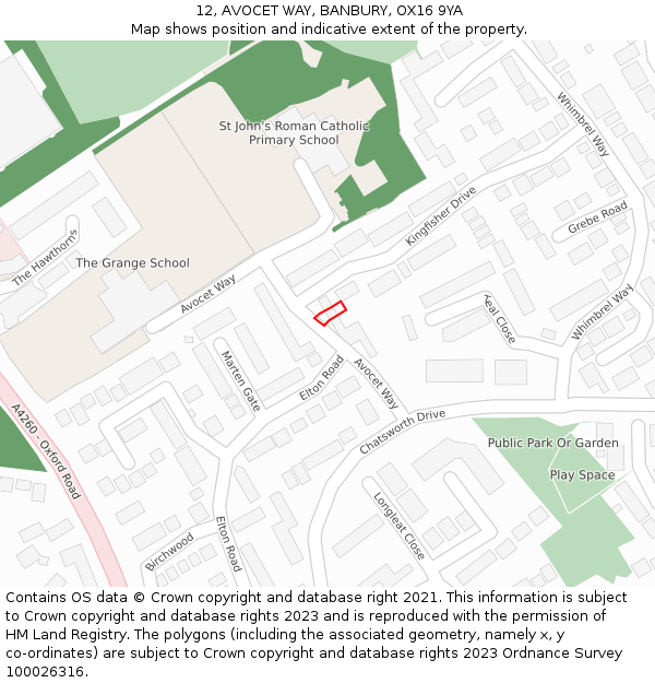 12, AVOCET WAY, BANBURY, OX16 9YA: Location map and indicative extent of plot