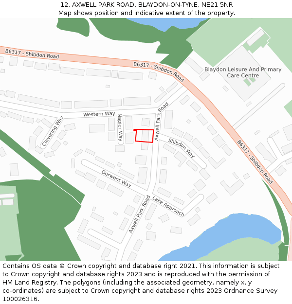 12, AXWELL PARK ROAD, BLAYDON-ON-TYNE, NE21 5NR: Location map and indicative extent of plot