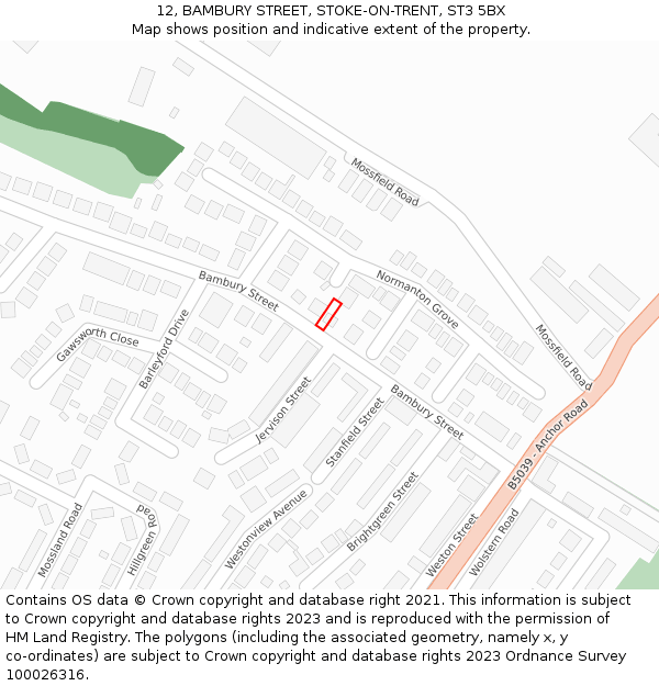 12, BAMBURY STREET, STOKE-ON-TRENT, ST3 5BX: Location map and indicative extent of plot