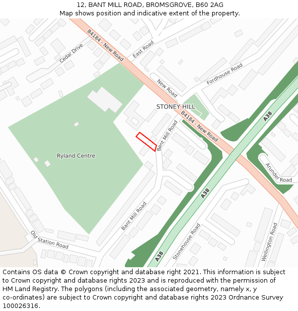 12, BANT MILL ROAD, BROMSGROVE, B60 2AG: Location map and indicative extent of plot