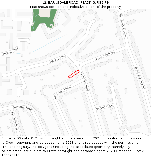 12, BARNSDALE ROAD, READING, RG2 7JN: Location map and indicative extent of plot