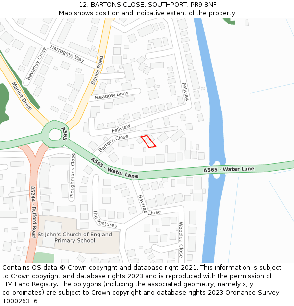 12, BARTONS CLOSE, SOUTHPORT, PR9 8NF: Location map and indicative extent of plot