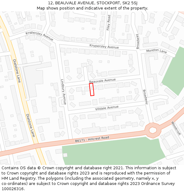 12, BEAUVALE AVENUE, STOCKPORT, SK2 5SJ: Location map and indicative extent of plot