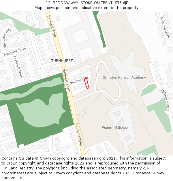 12, BEDDOW WAY, STOKE-ON-TRENT, ST6 6JE: Location map and indicative extent of plot