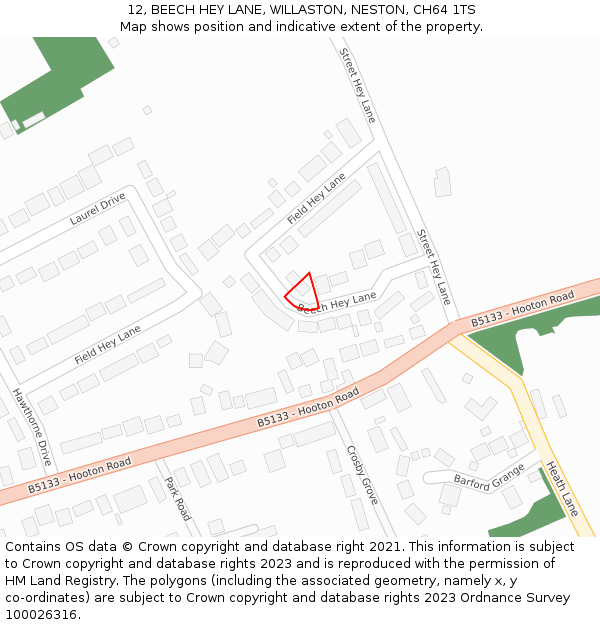 12, BEECH HEY LANE, WILLASTON, NESTON, CH64 1TS: Location map and indicative extent of plot