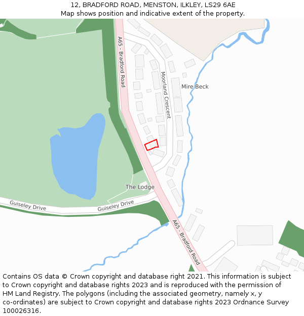 12, BRADFORD ROAD, MENSTON, ILKLEY, LS29 6AE: Location map and indicative extent of plot