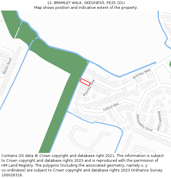 12, BRAMLEY WALK, SKEGNESS, PE25 1DU: Location map and indicative extent of plot