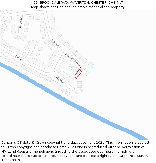 12, BROOKDALE WAY, WAVERTON, CHESTER, CH3 7NT: Location map and indicative extent of plot