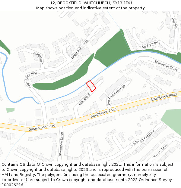 12, BROOKFIELD, WHITCHURCH, SY13 1DU: Location map and indicative extent of plot