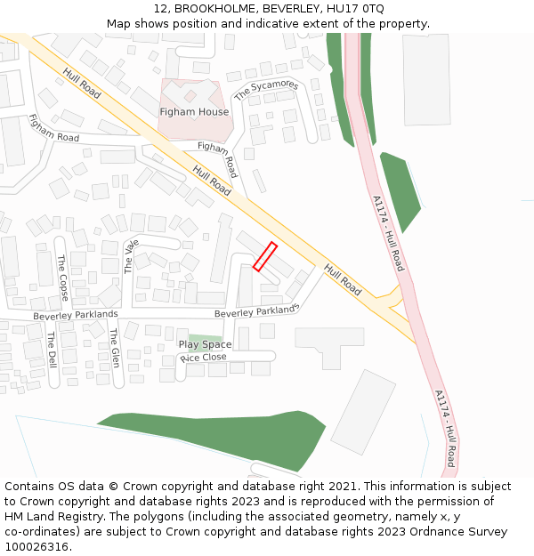 12, BROOKHOLME, BEVERLEY, HU17 0TQ: Location map and indicative extent of plot