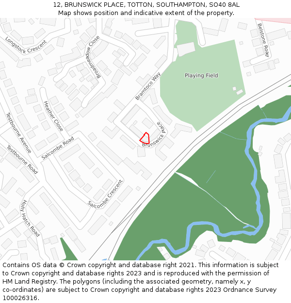 12, BRUNSWICK PLACE, TOTTON, SOUTHAMPTON, SO40 8AL: Location map and indicative extent of plot