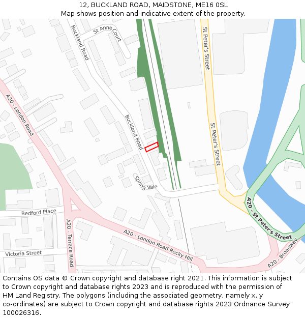 12, BUCKLAND ROAD, MAIDSTONE, ME16 0SL: Location map and indicative extent of plot