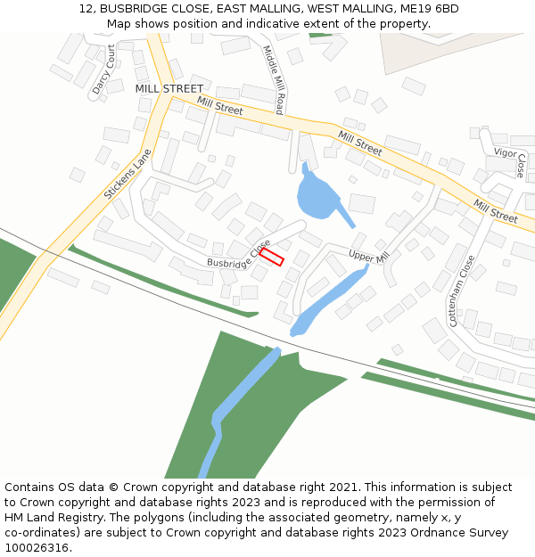 12, BUSBRIDGE CLOSE, EAST MALLING, WEST MALLING, ME19 6BD: Location map and indicative extent of plot